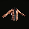 Brown Leather Jacket With Black Lining And Front Zipper Fashionable Outerwear For Men Women