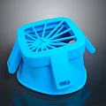 Blue Square Weapon With Grid Structure Handle And Cone Base Design Feature
