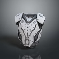 White Gray Metallic Protective Chest Plate With Multiple Rivets And Structural Design 3d model