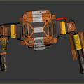 Detailed Orange Robot Design With Mechanical Arms Blue Cameras And Structure