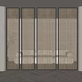 Braided fabric partition screen hemp rope partition braided fabric partition 3d model