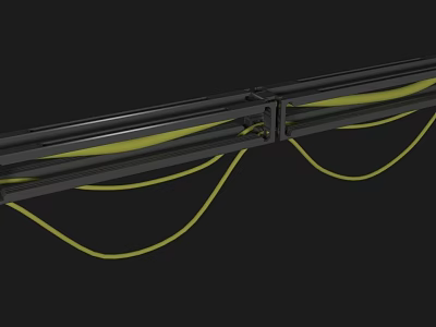 Heavy Duty Industrial Equipment With Metal Slide Rail And Yellow Cables For Automation Lines 3d model