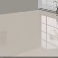 Bright Indoor Area Featuring Shiny White Tiled Floor Window Blinds And Potted Plant Reflection