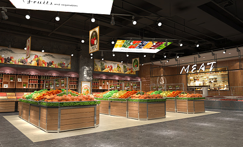 Industrial LOFT Supermarket Fresh Supermarket 3d model