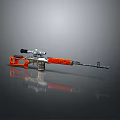 Modern Tactical Rifle With Orange Components Scope And Patterned Body On Gray Background 3d model