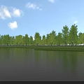 Wooden Cabin in Flower Field with Wind Turbines and Green Trees Under Blue Sky