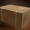Sturdy Brown Cardboard Box Secured with White Straps and Metal Buckles