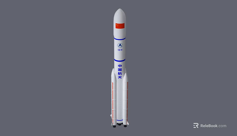 China Aerospace Long March 11 Rocket With White Body Blue Stripes And Red Logo 3d model 
