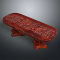Traditional Red Wooden Single Chair With Intricate Carved Patterns And Sturdy Leg Design