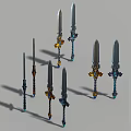 Fantasy Style Decorative Swords With Various Designs Ornate Hilts And Colorful Accents
