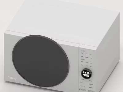 Galaxy White And Black Microwave Oven With Digital Display And Control Panel 3d model