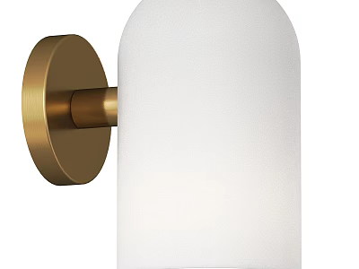 Modern Minimalist Wall Sconce With Brass Base And White Frosted Glass Shade 3d model