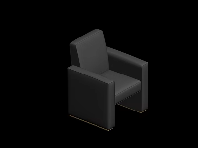 Modern Gray Leather Single Sofa With Armrests And Metal Legs Design 3d model