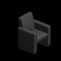 Modern Gray Leather Single Sofa With Armrests And Metal Legs Design