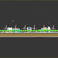 Modern Urban Community Layout With Green Spaces Water Channels Roads And Wind Turbines