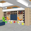 Kindergarten Interior Design With Wooden Walls Colorful Seats Tables And Geometric Furniture