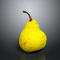 Ripe Yellow Pear with Red Spots and Brown Stem on Gray Background 3d model
