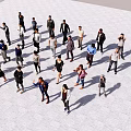 Diverse Crowd of People Standing and Walking on Open White Surface