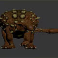 Ankylosaurus Prehistoric Reptile With Orange Red Body And Yellow Bony Plates