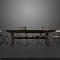 Dining Table Set With Long Wooden Table And Six Simple Chairs For Home Dining