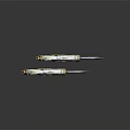 Ornate Gold And White Weapon Featuring Pistol And Blade With Intricate Metallic Design