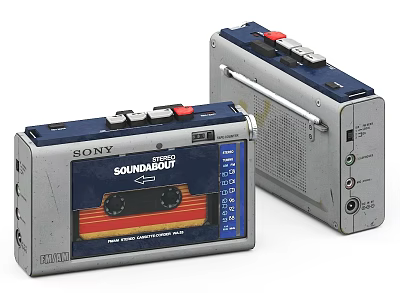 Sony Vintage Portable Sound Recorder With Cassette Digital Audio Player Retro Design 3d model