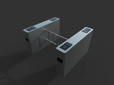 Industrial Dual Channel Turnstile Access Control Equipment With Metal Frame And Operation Panels 3d model