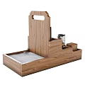 Wooden Kitchen Organizer With Knives Forks Spoons Spice Jars And Salt Pepper Shakers