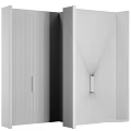 Wooden Cabinet Doors With Straight And Radial Grain Patterns Featuring Long Golden Handles Design