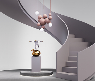 modern revolving stair sculpture ornaments stair chandelier 3d model