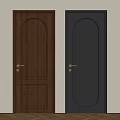 Brown Wooden And Black Interior Doors With Arch Panel And Gold Handles