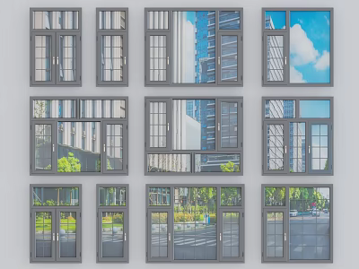 Modern Aluminum Casement Windows With Various Stylish Designs And Clear Outdoor Views 3d model