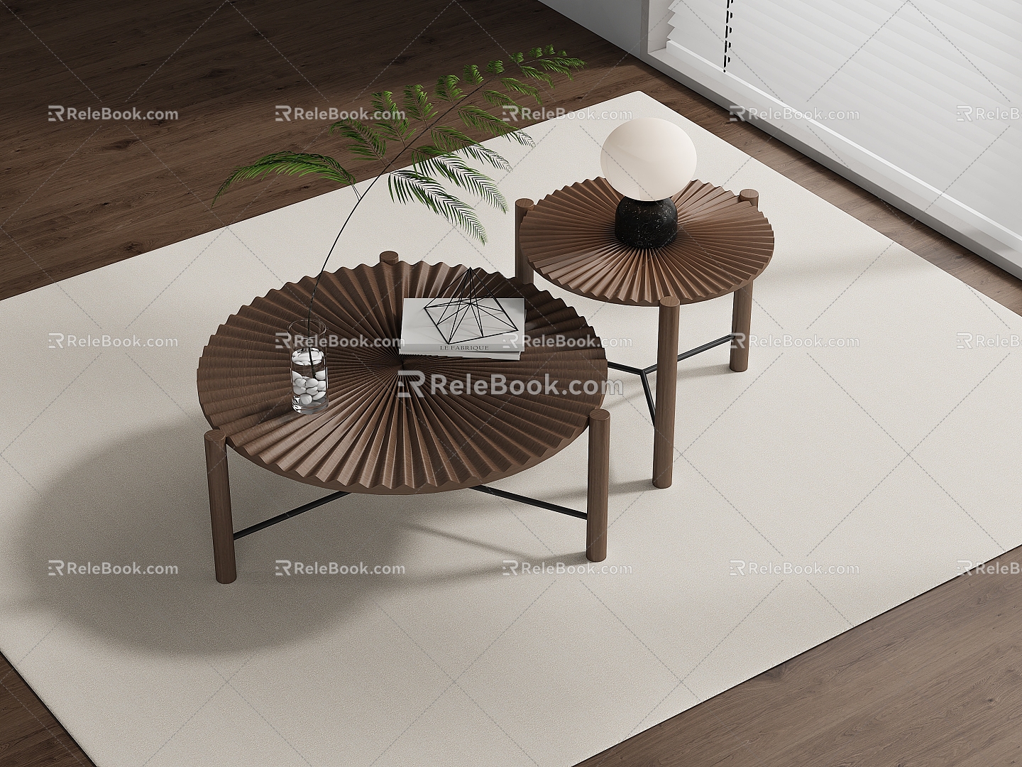 Round coffee table Middle-style irregular wave board coffee table 3d model