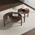 Round coffee table Middle-style irregular wave board coffee table 3d model