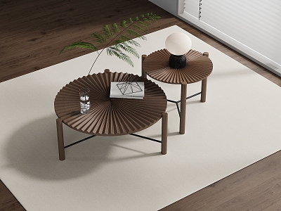 Round coffee table Middle-style irregular wave board coffee table 3d model