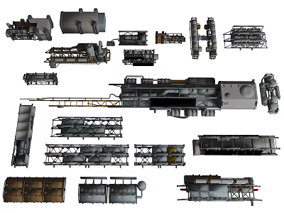 Heavy Duty Industrial Equipment Collection With Storage Tanks Pipelines And Mechanical Components 3d model