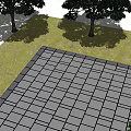 Garden Path Paving With Patterned Tiles Grass and Trees in Landscape