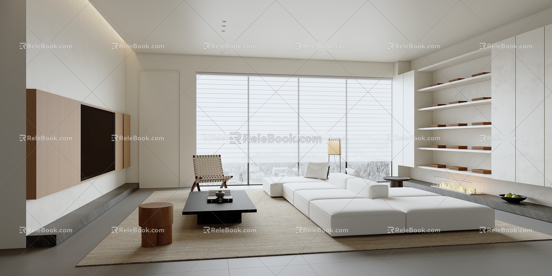 Modern Minimalist Living Room 3d model