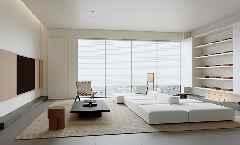 Modern Minimalist Living Room 3d model