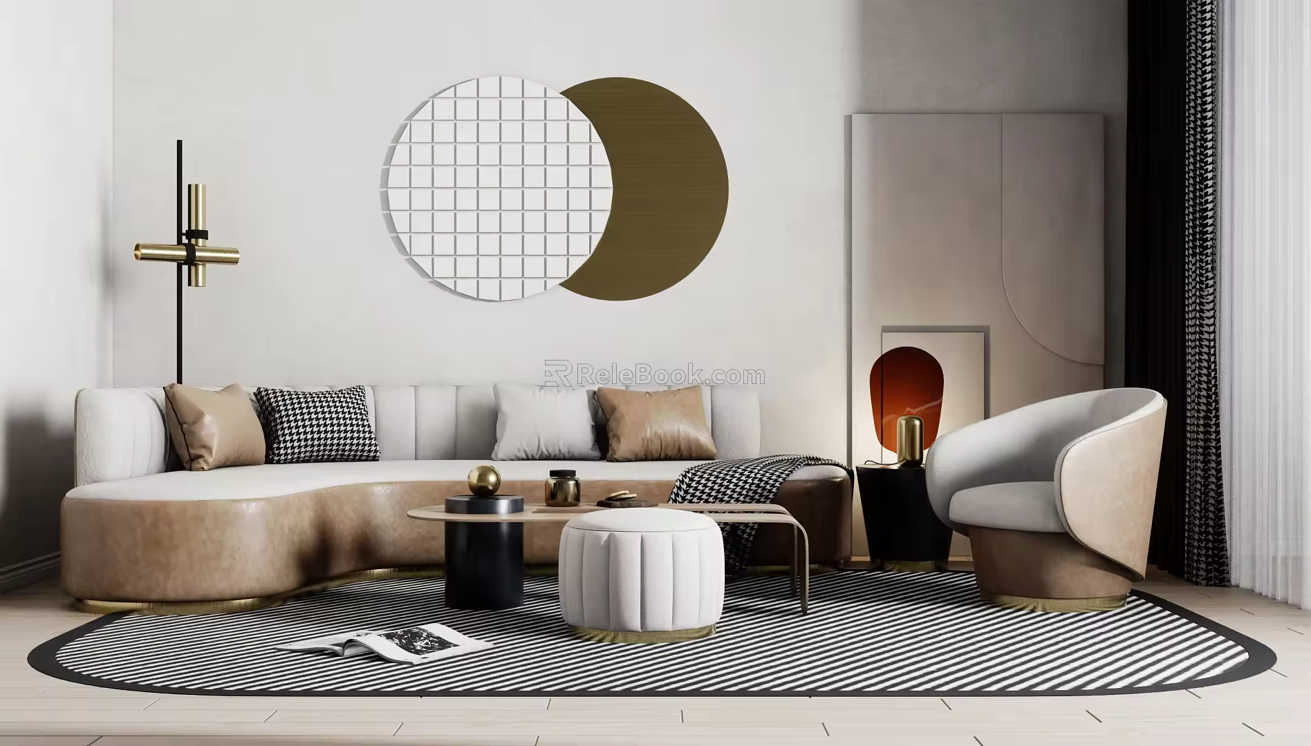 Modern sofa coffee table combination 3d model