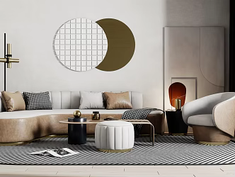Modern sofa coffee table combination 3d model