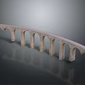 Architectural Stone Arch Bridge Model With Railway Track And Multiple Stone Arches 3d model