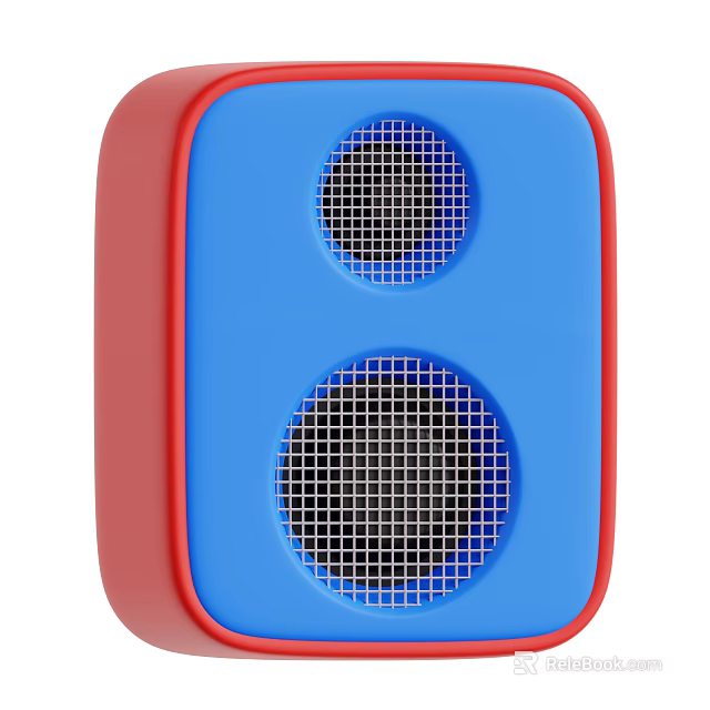 Stylish Blue And Red Portable Speaker With Dual Mesh Speaker Grills Design 3d model 