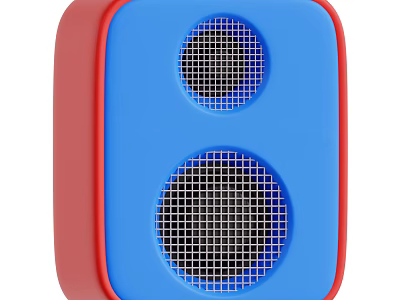 Stylish Blue And Red Portable Speaker With Dual Mesh Speaker Grills Design 3d model