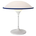 Modern White Desk Lamp With Black Trim Sleek Stem And Round Base
