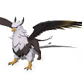 Majestic Game and Movie Character Eagle Headed Lion Bodied With Black White Feathers Spread Wings