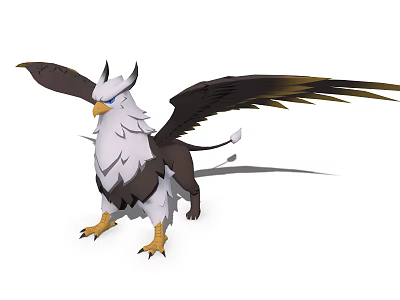 Majestic Game and Movie Character Eagle Headed Lion Bodied With Black White Feathers Spread Wings 3d model