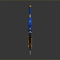 Futuristic Sci Fi Weapon With Blue And Yellow Detailed Scope Barrel And Grip Design