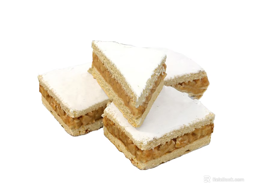 Delicious Square Layered Pastry With White Powdered Topping And Stacked Arrangement 3d model 