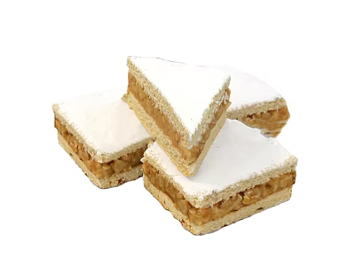 Delicious Square Layered Pastry With White Powdered Topping And Stacked Arrangement 3d model